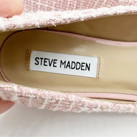 Steve Madden Blair Cap Toe Ballet Flat In Pink Patent and Boucle Tweed Multi 8 - Picture 12 of 14